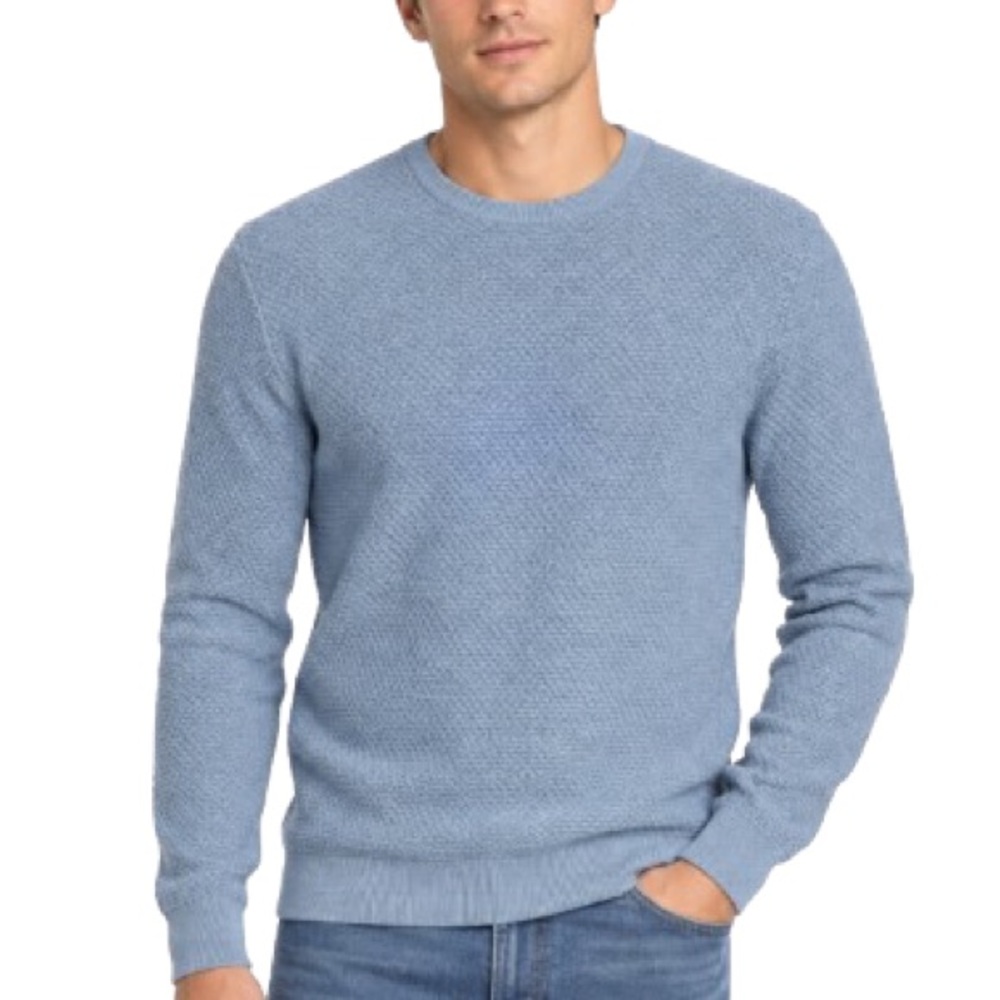 H&M Mens Textured Knit Crewneck Sweater Light Blue Size Large Large Casual